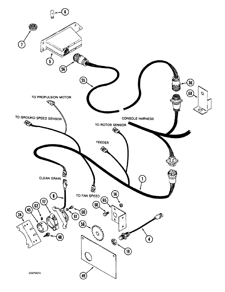 Схема запчастей Case IH 1660 - (4-56) - SHAFT SPEED MONITOR CONTROL, P.I.N. JJC0103800 AND AFTER (06) - ELECTRICAL