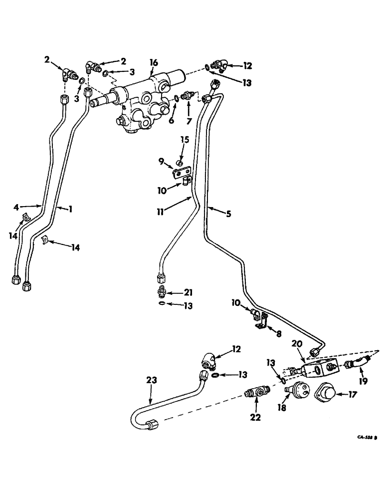 Схема запчастей Case IH 21026 - (07-32) - DRIVE TRAIN, DRIVE CONTROL VALVE, FOOT-N-INCH VALVE AND TUBING (04) - Drive Train