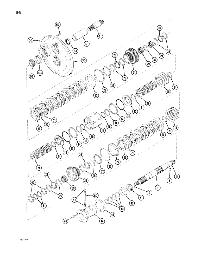 Схема запчастей Case IH 7150 - (6-008) - TRANSMISSION SPEED, INPUT SHAFT WITHOUT CREEPER, PRIOR TO TRANSMISSION S/N AJB0051028 (06) - POWER TRAIN