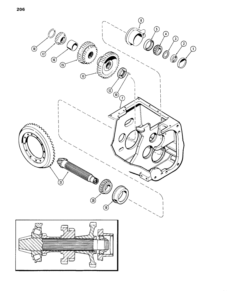 Схема запчастей Case IH 870 - (206) - COUNTERSHAFT, POWER SHIFT (06) - POWER TRAIN