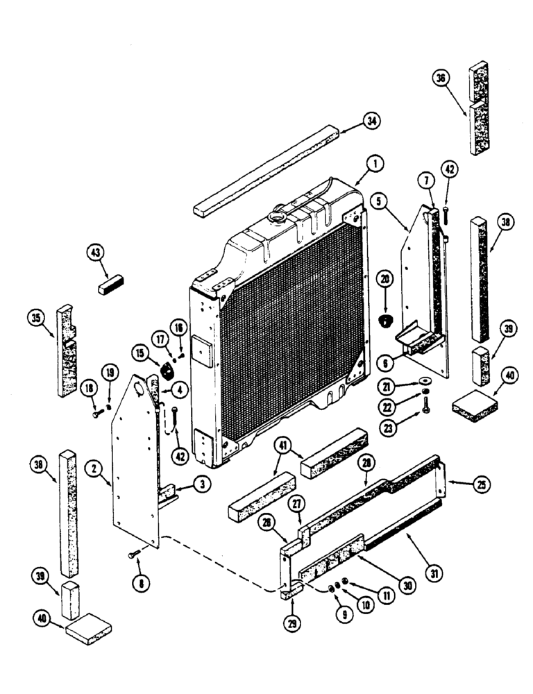 Схема запчастей Case IH 4690 - (2-002) - RADIATOR SUPPORTS AND SEALS, 504BDTI DIESEL ENGINE (02) - ENGINE