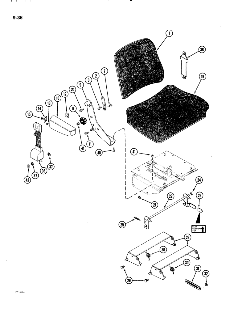 Схема запчастей Case IH 2096 - (9-036) - CLOTH SEAT, WITH ISOLATOR (09) - CHASSIS/ATTACHMENTS