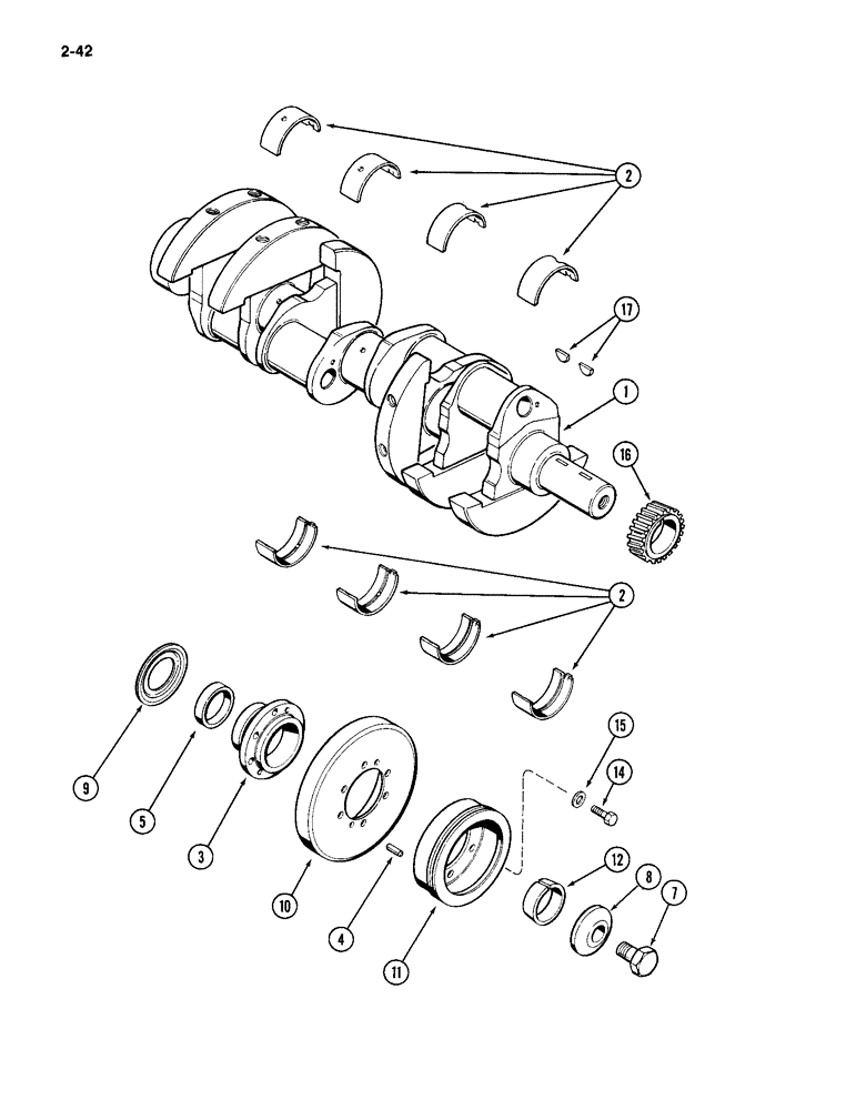 Схема запчастей Case IH 4994 - (2-42) - CRANKSHAFT, 866 CUBIC INCH DIESEL ENGINE (02) - ENGINE