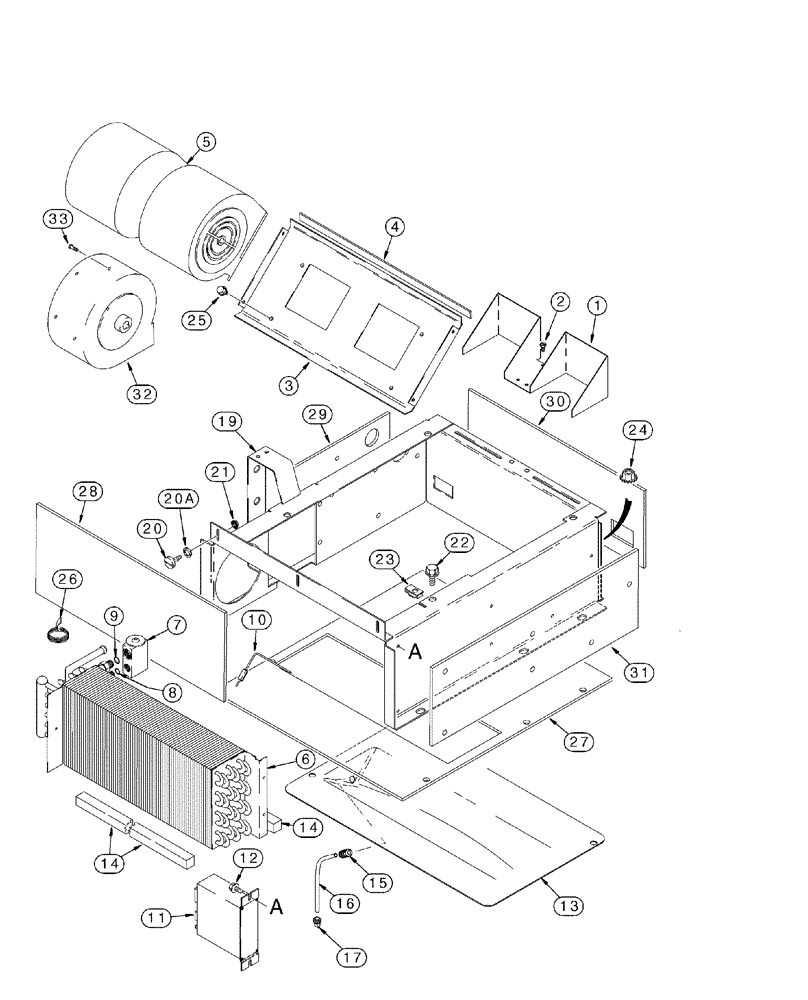 Схема запчастей Case IH 2344 - (09G-18) - HEATER - AIR CONDITIONING - EVAPORATOR HEATER CORE AND BLOWER MOUNTING - BSN JJC0174359 (10) - CAB & AIR CONDITIONING