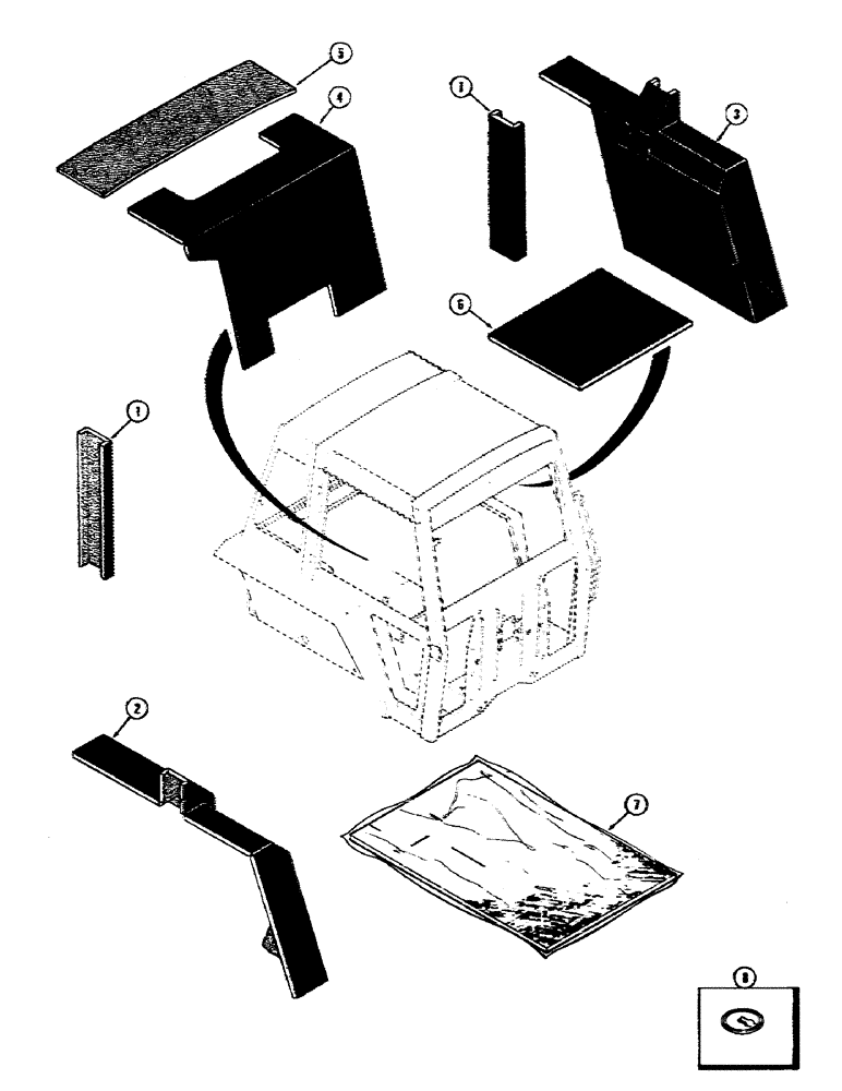 Схема запчастей Case IH 2590 - (9-380) - CAB, ACOUSTICAL COVERS, PRIOR TO CAB SERIAL NUMBER 12030191 (09) - CHASSIS/ATTACHMENTS