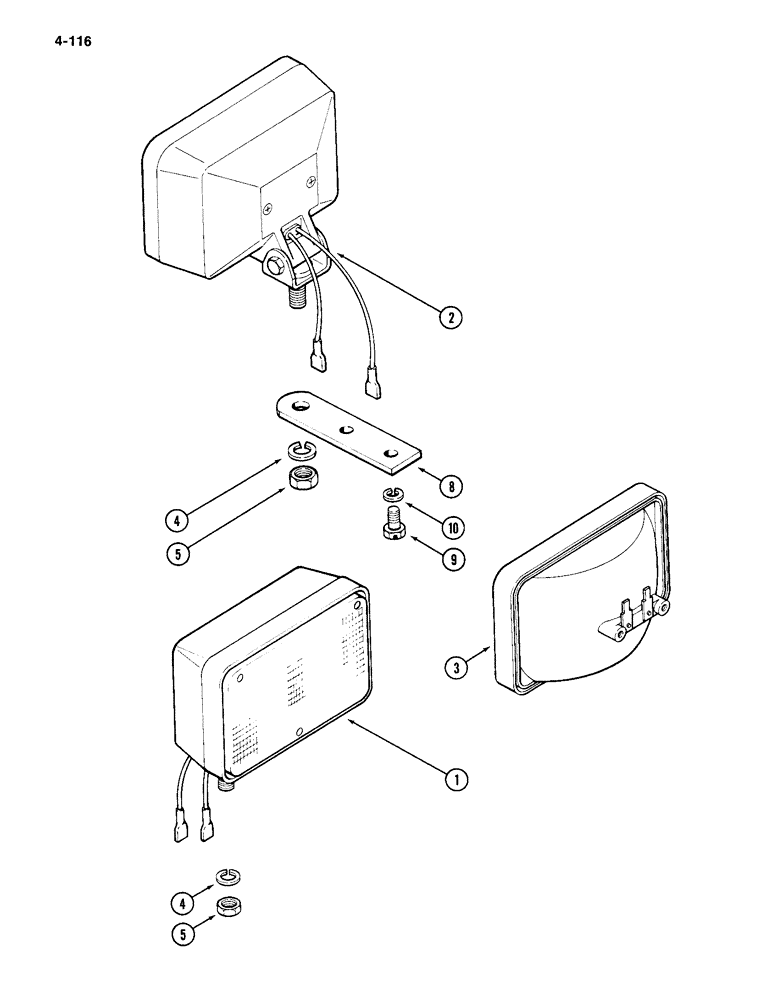 Схема запчастей Case IH 4994 - (4-116) - FLOOD LAMP (04) - ELECTRICAL SYSTEMS