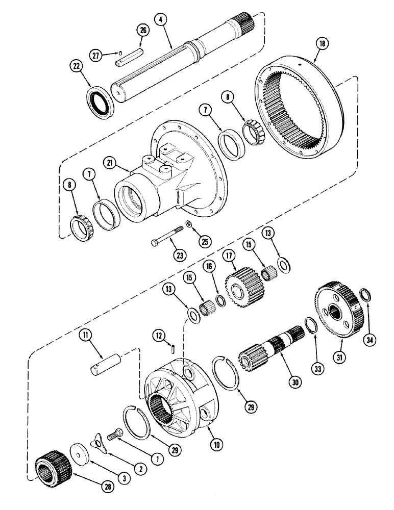 Схема запчастей Case IH 2594 - (6-064) - REAR AXLE, HOUSING AND PLANETARY GEARS, SHORT AXLE, 96" TRANSMISSION SERIAL NO. 16260432 AND AFTER (06) - POWER TRAIN