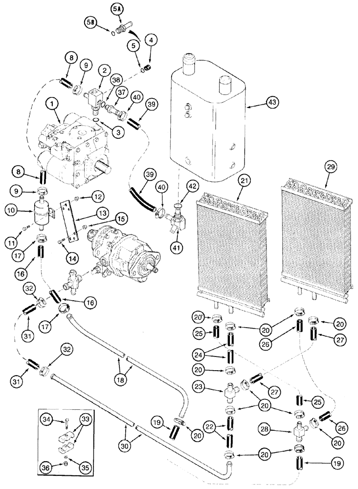 Схема запчастей Case IH 2366 - (08-06) - OIL COOLER SYSTEM - RICE COMBINE- BSN JJC0255700 (07) - HYDRAULICS