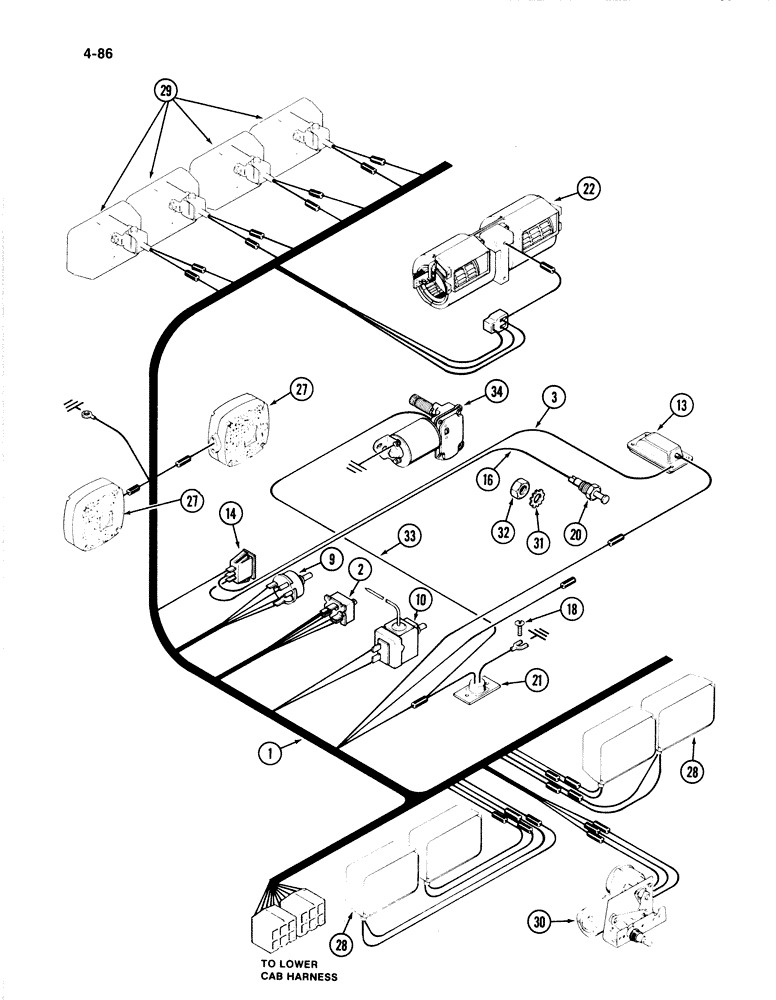 Схема запчастей Case IH 4894 - (4-086) - CAB HEADLINER HARNESS (04) - ELECTRICAL SYSTEMS