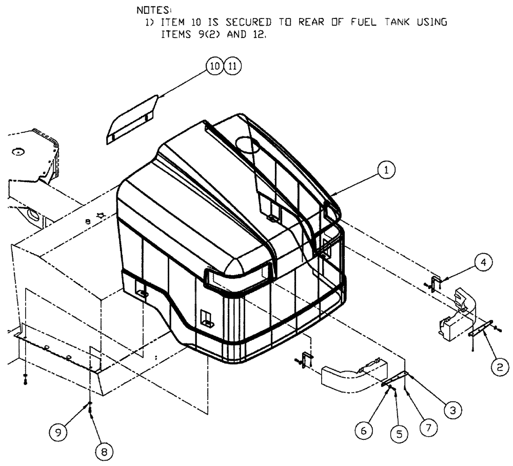 Схема запчастей Case IH SPX3310 - (04-001) - FUEL TANK HOOD GROUP Suspension & Frame