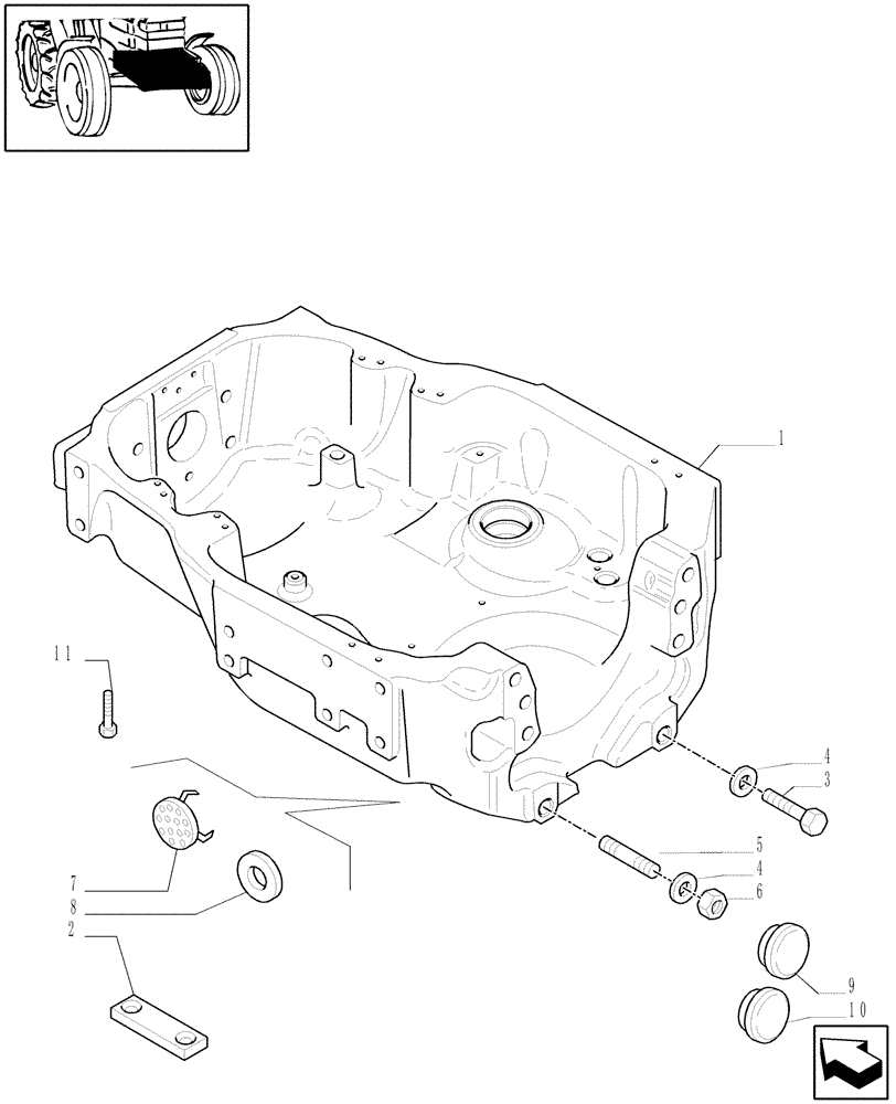 Схема запчастей Case IH MAXXUM 100 - (1.21.1/05) - (CL.3) FRONT AXLE WITH DOG CLUTCH LESS STEERING SENSOR - SUPPORT FOR FRONT AXLE (03) - TRANSMISSION