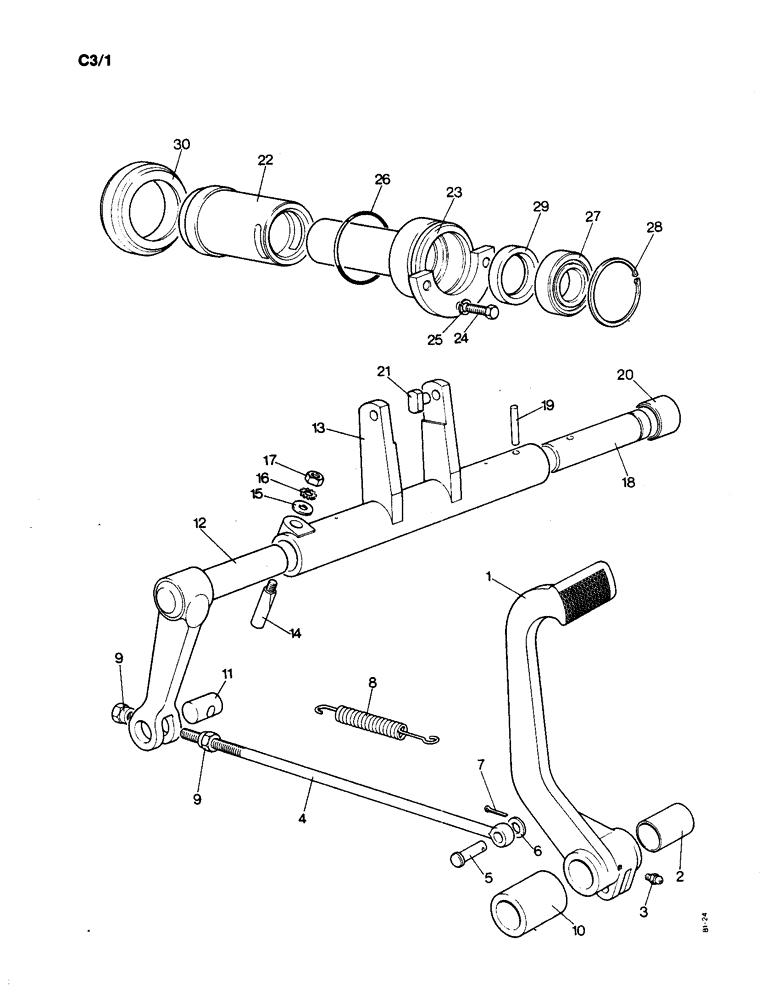 Схема запчастей Case IH 1190 - (C-03) - CLUTCH RELEASE MECHANISM, WITH CONTINUOUS CLUTCH (03.1) - CLUTCH