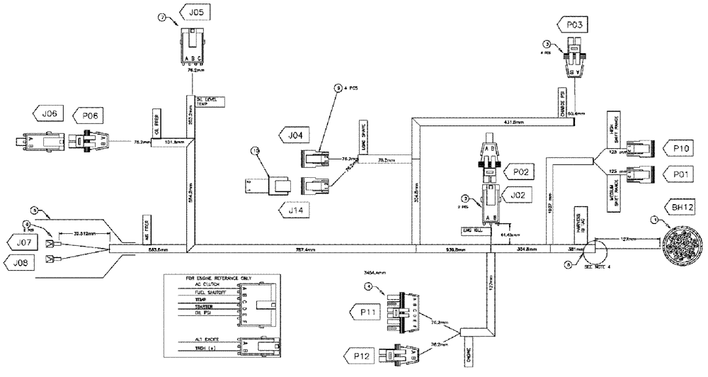 Схема запчастей Case IH 3185 - (12-015) - HARNESS, ENGINE/SENSOR (06) - ELECTRICAL