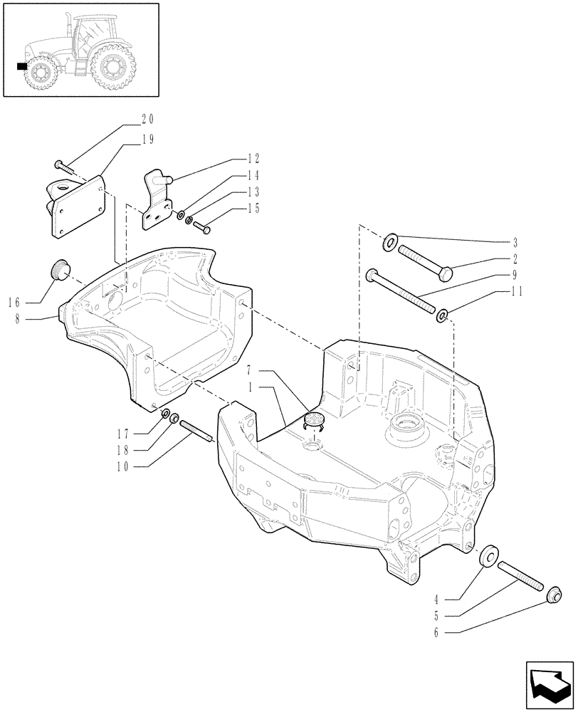 Схема запчастей Case IH PUMA 165 - (1.21.1[01]) - FRONT AXLE SUPPORT (2WD) (03) - TRANSMISSION