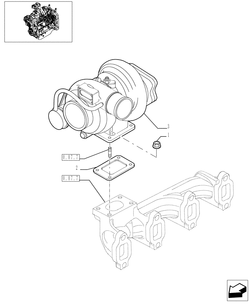 Схема запчастей Case IH JX1095C - (0.24.0) - TURBOCHARGER (01) - ENGINE