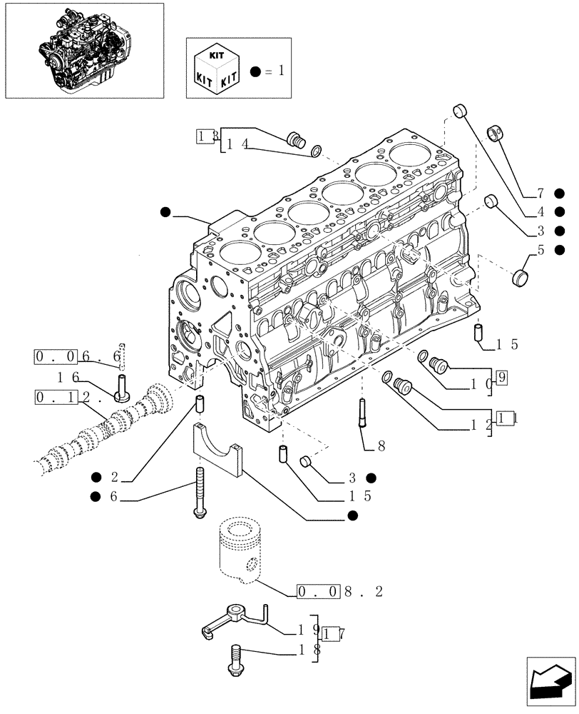 Схема запчастей Case IH F4GE0684E D600 - (0.04.0[01]) - CRANKCASE (504057569) 