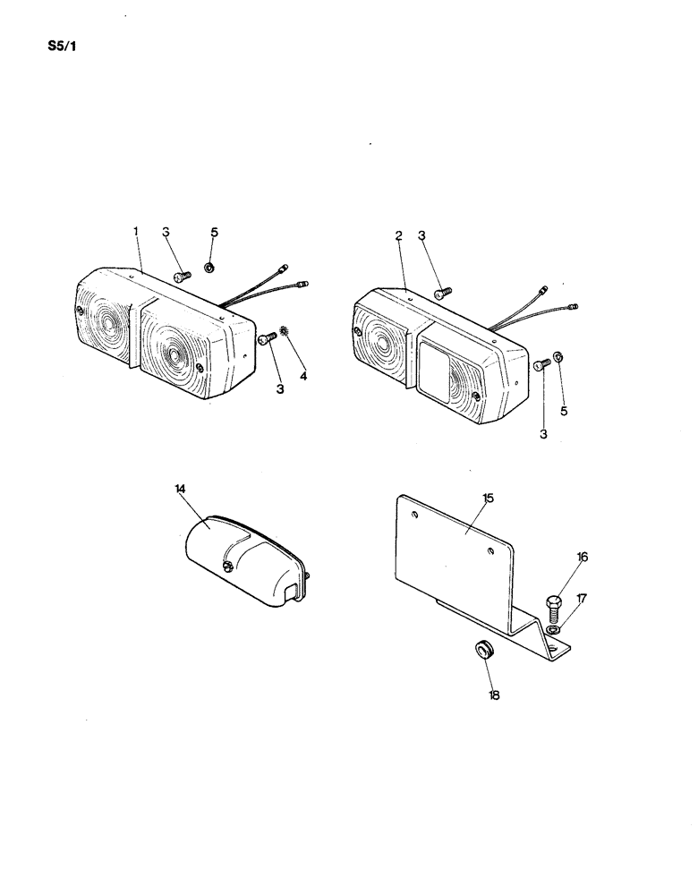 Схема запчастей Case IH 1190 - (S-05) - SIDE, REAR, INTERIOR AND NUMBER PLATE LAMPS (06) - ELECTRICAL SYSTEMS