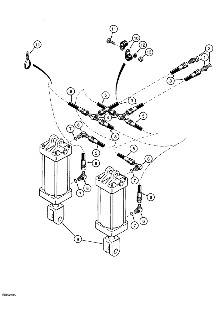 Схема запчастей Case IH 5700 - (8-004) - DEPTH CONTROL HYDRAUIC CIRCUIT, LEVEL LIFT MODELS, 17 FOOT THROUGH 21 FOOT WIDE (08) - HYDRAULICS