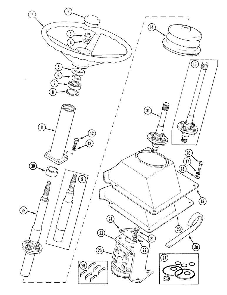 Схема запчастей Case IH 1394 - (5-120) - STEERING COLUMN AND VALVE, POWER STEERING, TRACTORS WITH CAB (05) - STEERING