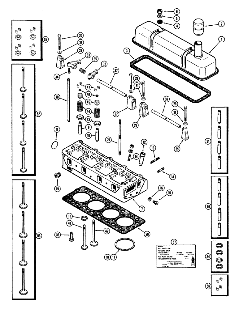 Схема запчастей Case IH 660 - (380) - CYLINDER HEAD ASSEMBLY, 188 DIESEL ENGINE, USED PRIOR TO SERIAL NUMBER 2627377 