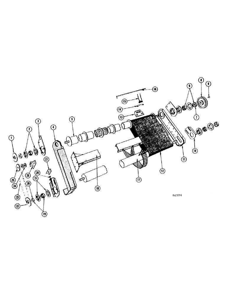 Схема запчастей Case IH 660 - (032) - CONVEYOR FRONT AND REAR ROLLERS, FIVE BELT 