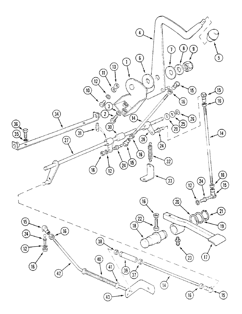 Схема запчастей Case IH 1294 - (3-32) - ENGINE THROTTLE CONTROLS, TRACTORS WITHOUT CAB (03) - FUEL SYSTEM