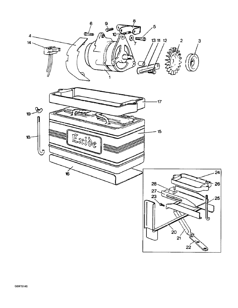 Схема запчастей Case IH 1212 - (4-30) - ALTERNATOR AND BATTERY (04) - ELECTRICAL SYSTEMS