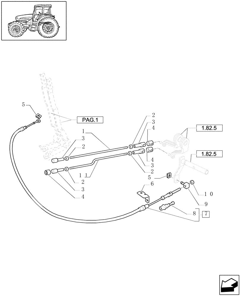 Схема запчастей Case IH JX1080U - (1.82.2[02]) - LIFT EXTERNAL CONTROLS - TIE-RODS (L/CAB) (07) - HYDRAULIC SYSTEM