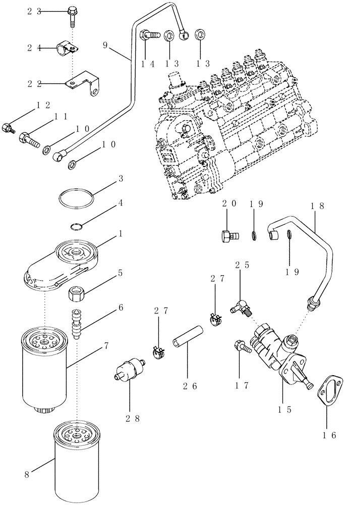 Схема запчастей Case IH PX240 - (03-03) - FUEL FILTER - PUMP, TRANSFER (03) - FUEL SYSTEM