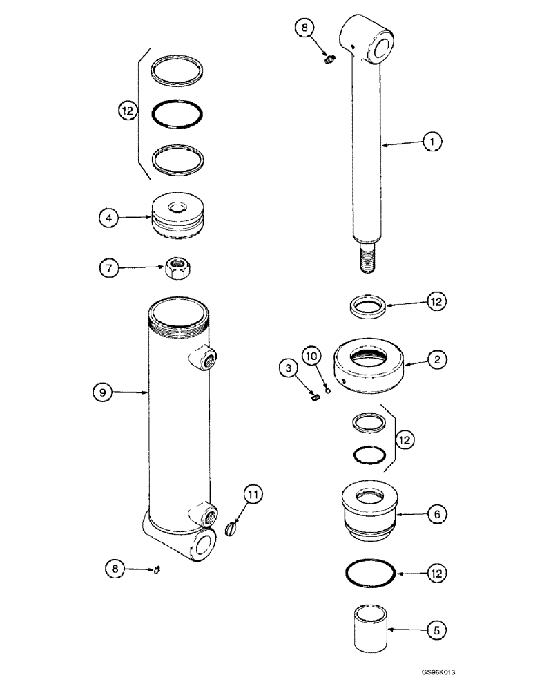 Схема запчастей Case IH L300 - (8-52) - CYLINDER ASSEMBLY, GRAPPLE (08) - HYDRAULICS