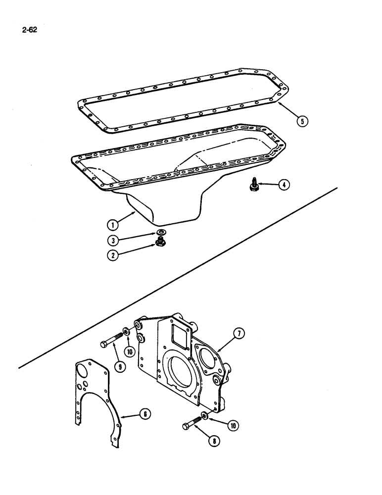 Схема запчастей Case IH 1844 - (2-62) - OIL PAN, ENGINE REAR MOUNTING PLATE, DT466C DIESEL ENGINE (01) - ENGINE