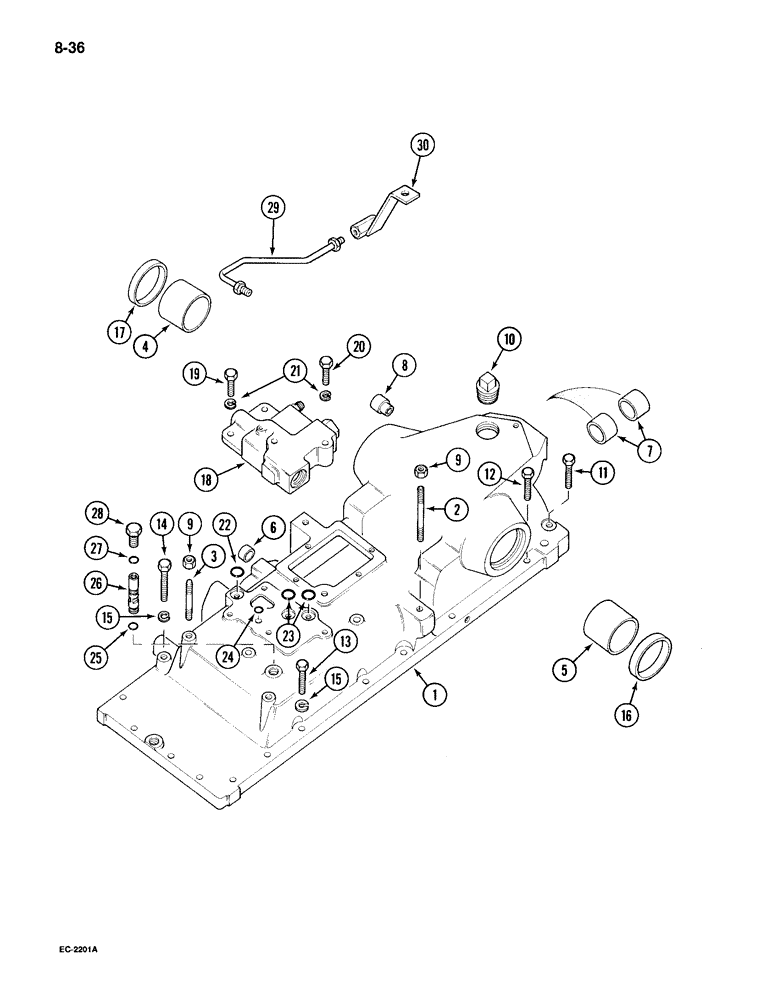 Схема запчастей Case IH 495 - (8-036) - DRAFT CONTROL, HYDRAULIC HOUSING (08) - HYDRAULICS