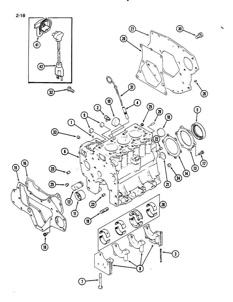 Схема запчастей Case IH 235 - (2-18) - CYLINDER BLOCK (02) - ENGINE