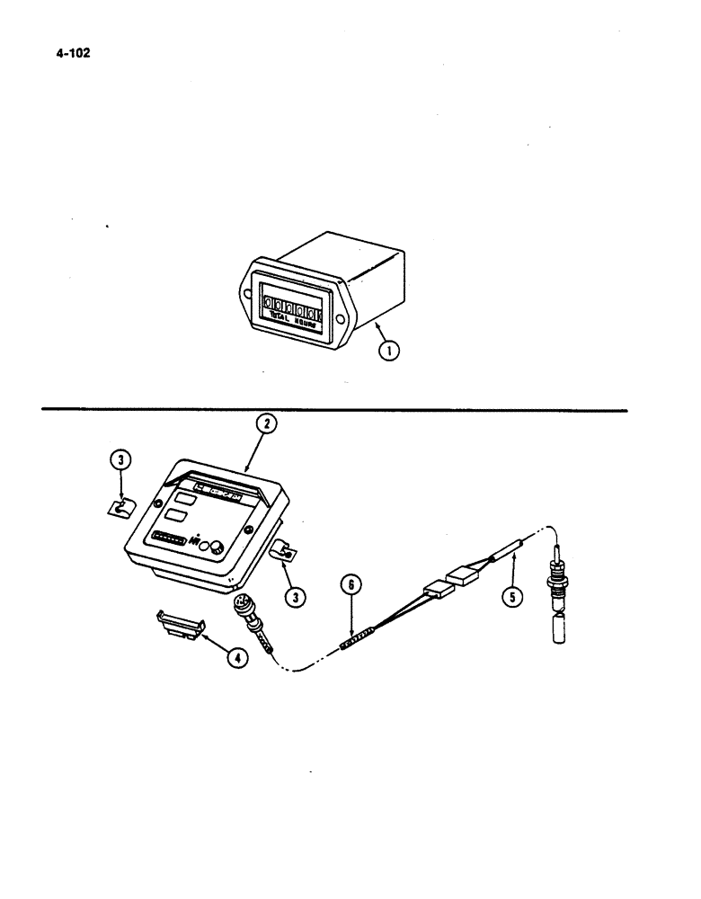 Схема запчастей Case IH 782 - (4-102) - HOURMETER LOW DRUM PIN 682 & AFTER HIGH DRUM PIN 2125 & AFTER (06) - ELECTRICAL SYSTEMS