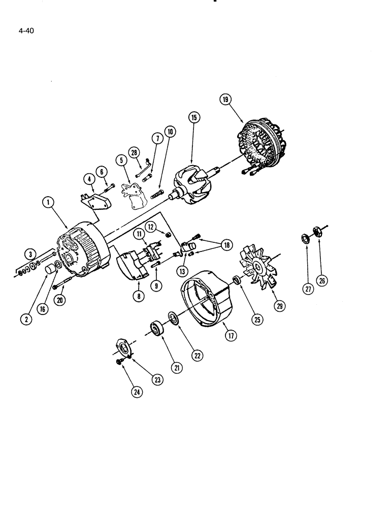 Схема запчастей Case IH 5000 - (4-40) - ALTERNATOR, METRIC HARDWARE (04) - ELECTRICAL SYSTEMS