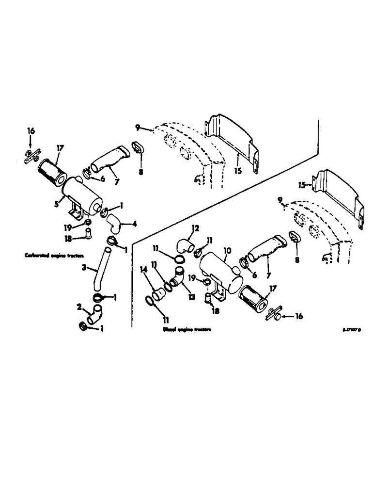 Схема запчастей Case IH 544 - (E-03) - FUEL SYSTEM, AIR CLEANER AND CONNECTIONS, FARMALL TRACTORS (02) - FUEL SYSTEM