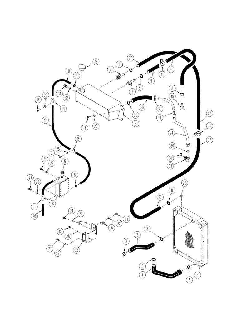 Схема запчастей Case IH STX375 - (02-01) - RADIATOR HOSES AND TUBES (02) - ENGINE