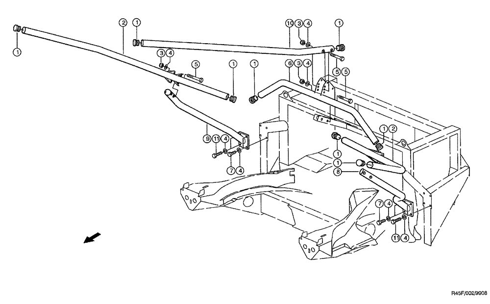 Схема запчастей Case IH RU450 - (0002) - PUSH BAR (58) - ATTACHMENTS/HEADERS