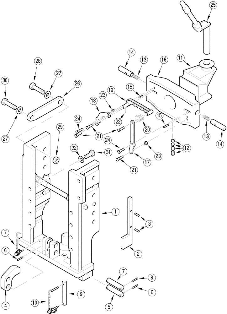 Схема запчастей Case IH MX110 - (09-76) - TRAILER HITCH PITON FIXE (09) - CHASSIS/ATTACHMENTS