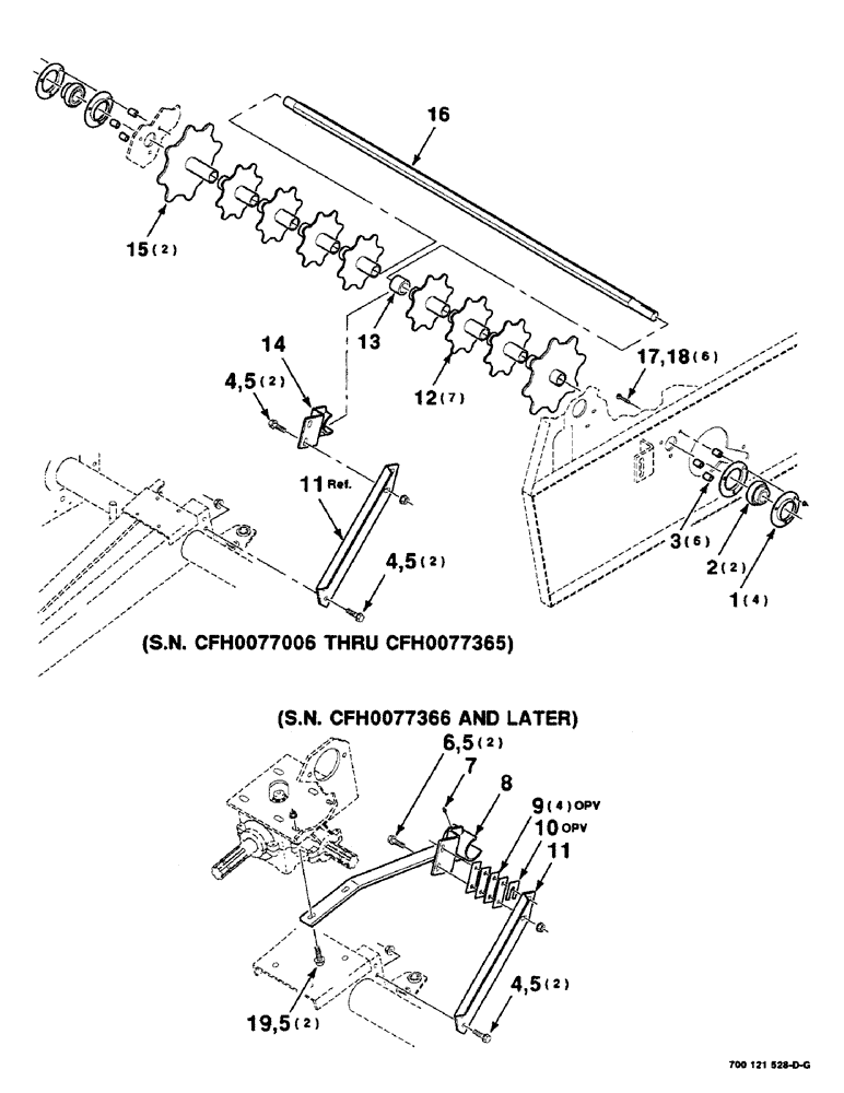 Схема запчастей Case IH 8465 - (6-24) - POWERED RIENK ASSEMBLY, SERIAL NUMBER CFH0077006 AND LATER (14) - BALE CHAMBER