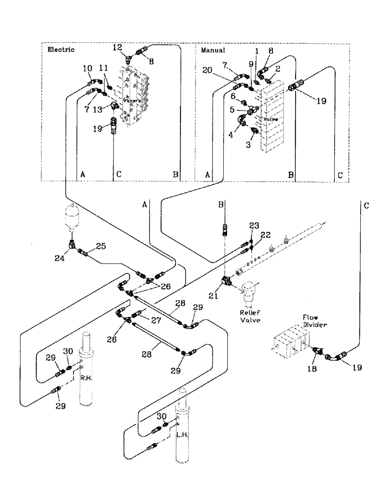 Схема запчастей Case IH 7700 - (B06-36) - HYDRAULIC CIRCUIT, BASECUTTER LIFT 7700 Hydraulic Components & Circuits