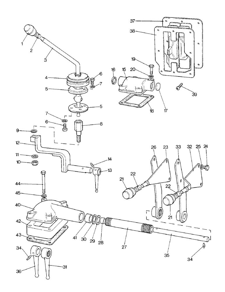 Схема запчастей Case IH 1690 - (D12-1) - GEAR SHIFT LEVERS, SYNCHROMESH, HIGH PLATFORM, PRIOR TO PIN 11211671 CAB MODEL PRIOR TO PIN 11211267 (03) - POWER TRAIN