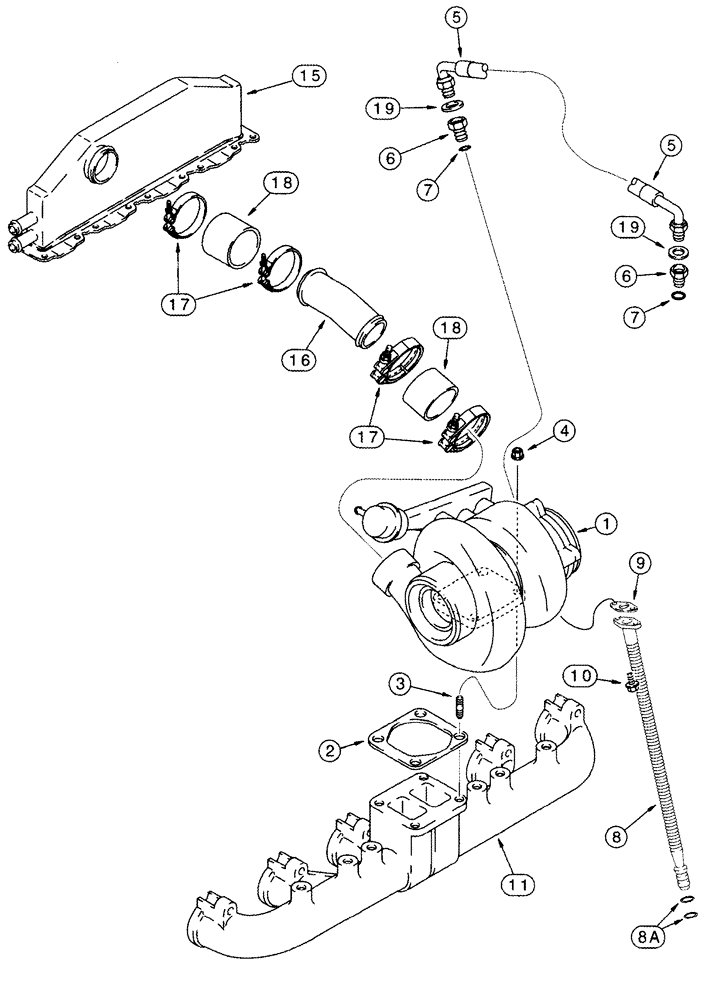 Схема запчастей Case IH 2555 - (02-11) - TURBOCHARGER SYSTEM (01) - ENGINE