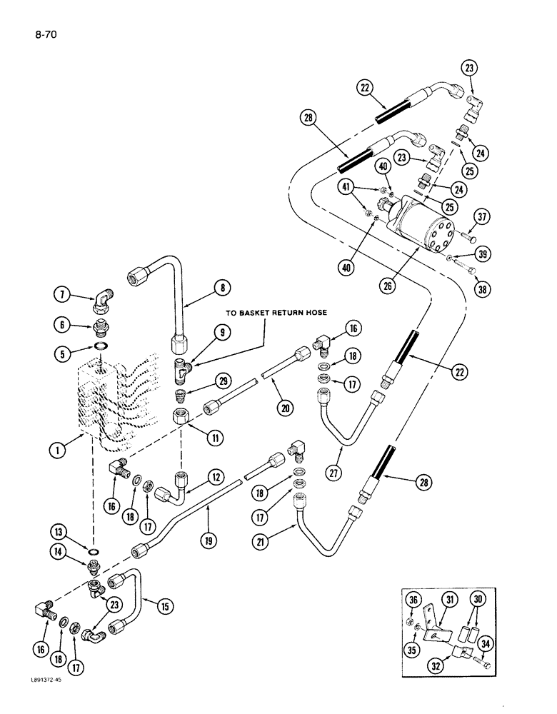 Схема запчастей Case IH 1844 - (8-70) - CONVEYOR UNLOADER MOTOR SYSTEM (07) - HYDRAULICS