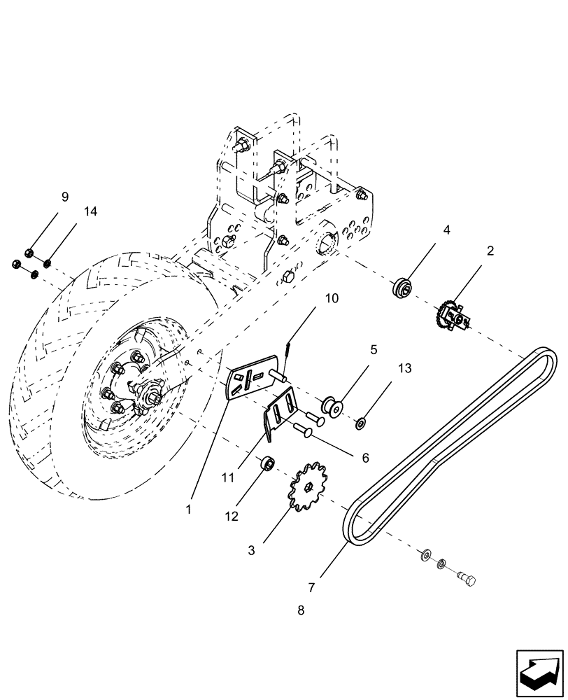 Схема запчастей Case IH 1230 - (35.720.14) - DRIVE WHEEL CONVERSION - DUAL ARM, MOUNTED STACKER (35) - HYDRAULIC SYSTEMS