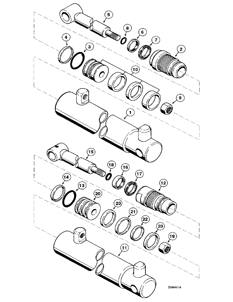 Схема запчастей Case IH 2200 - (6-44) - WELDED DOUBLE ACTING CYLINDERS, 2 ID X 28-11/16 INCH STROKE 