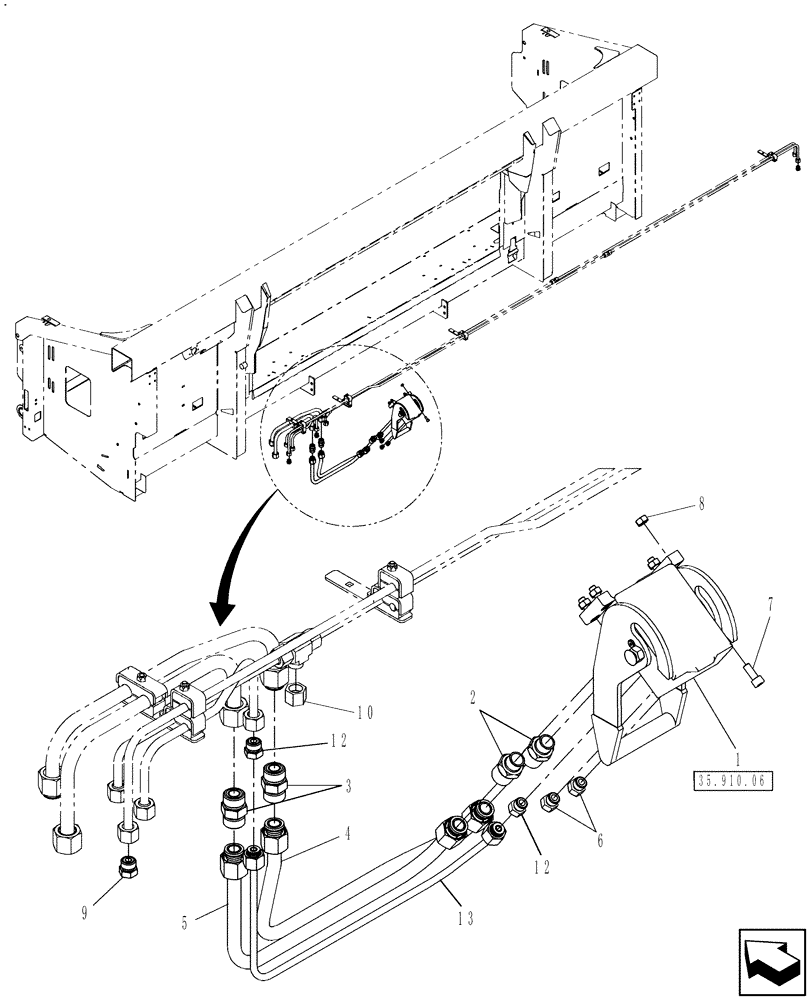 Схема запчастей Case IH 3016 - (35.910.05) - MECHANICAL FLOTATION, QUICK COUPLER HYDRAULICS (35) - HYDRAULIC SYSTEMS