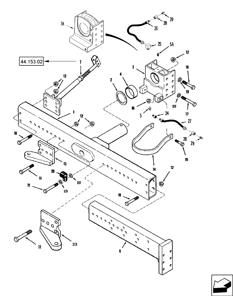 Схема запчастей Case IH 2577 - (44.151.03) - AXLE, STEERING - EXTENSIONS - POWER GUIDE AXLE - DUAL STEERING CYLINDER (44) - WHEELS