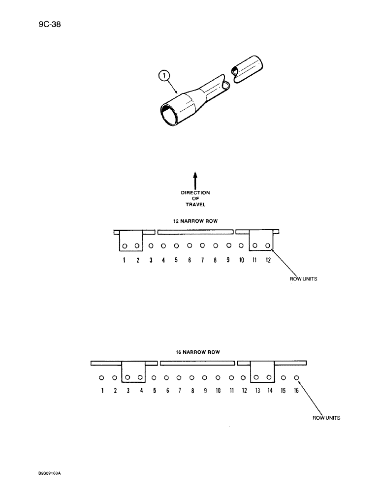 Схема запчастей Case IH 950 - (9C-38) - SEED DELIVERY TUBE, 12 AND 16 ROW NARROW, FRONT FOLD, 12 ROW NARROW (09) - CHASSIS/ATTACHMENTS