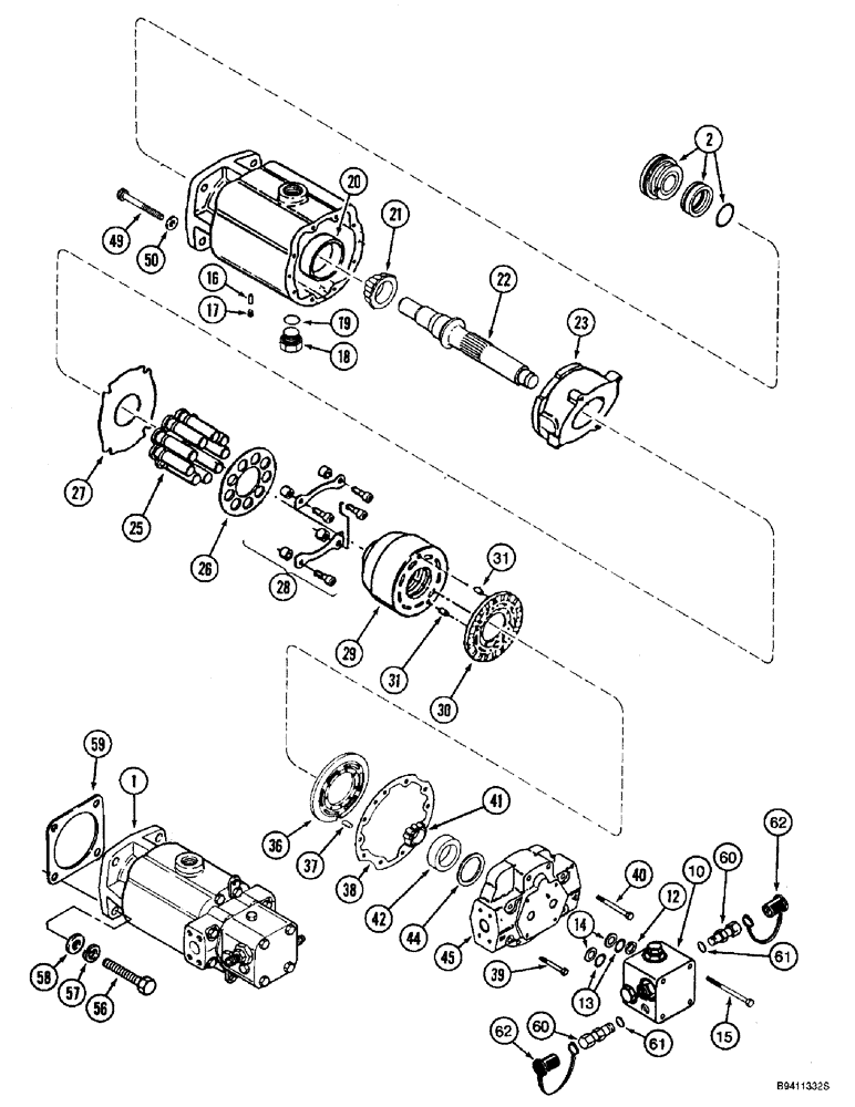 Схема запчастей Case IH 2166 - (6-30) - HYDROSTATIC MOTOR ASSEMBLY, SINGLE SPEED, CORN AND GRAIN COMBINE (03) - POWER TRAIN